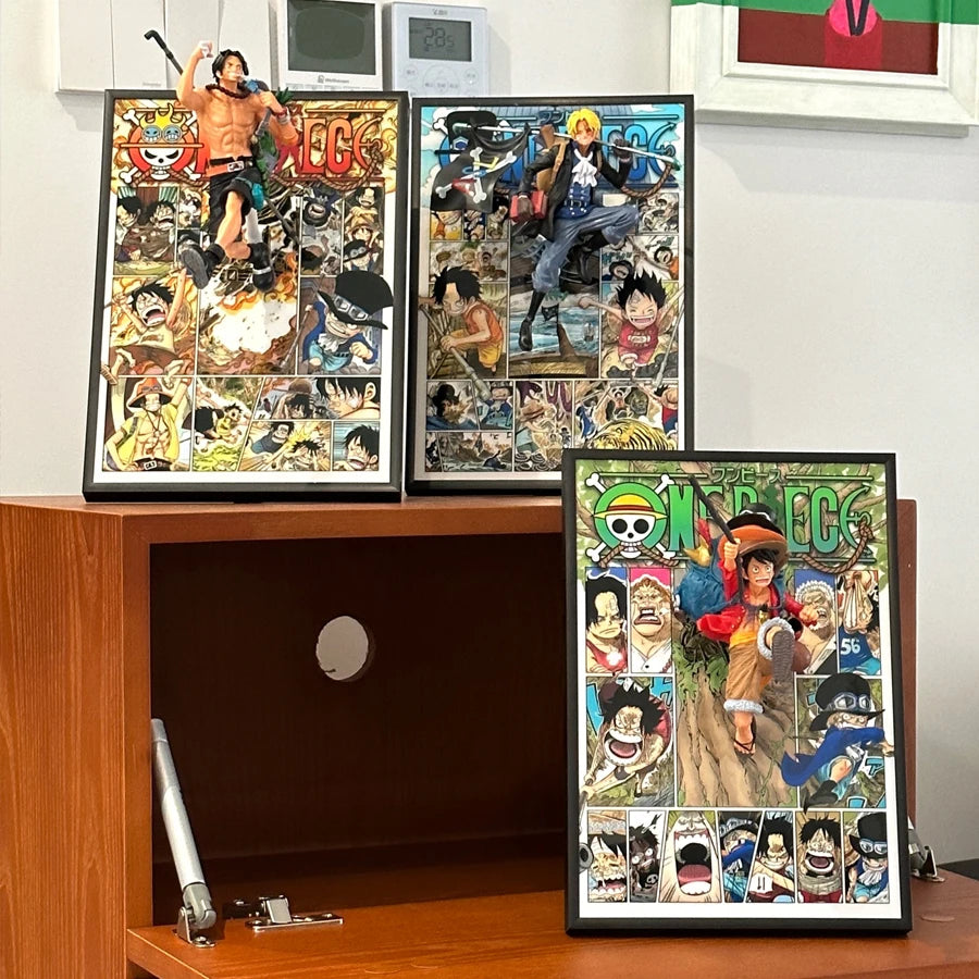 30cm One Piece Luffy, Ace and Sabo Figure Art Posters